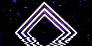 三角形抽象金字塔与霓虹灯电子反射。