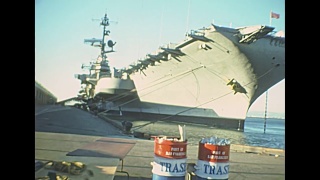 20世纪70年代美国航空母舰战舰档案视频素材模板下载