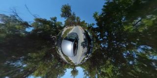 在安塔利亚的大树之间开车，就像360度的小星球