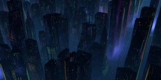 无人机拍摄的未来城市夜景