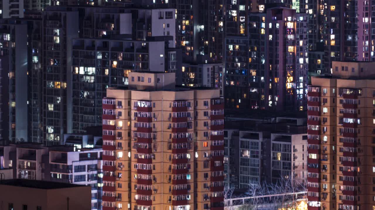 住宅楼空中俯瞰夜景