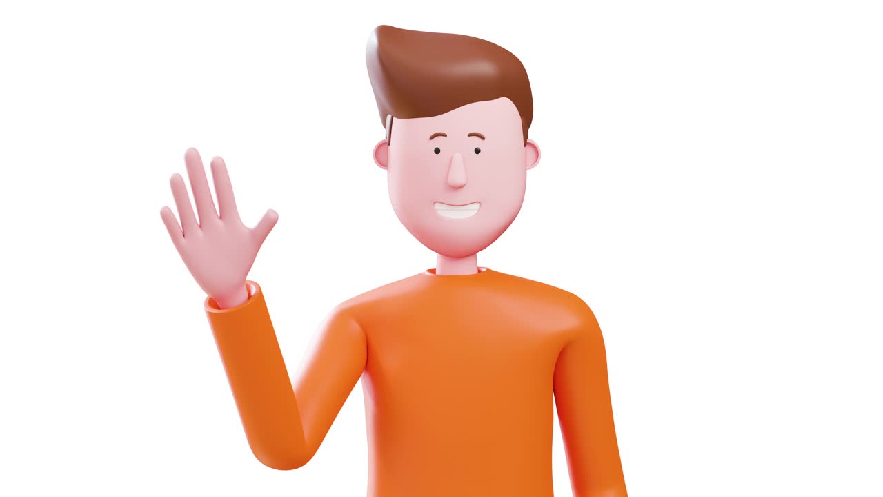 3d吉米的手显示在独立的copyspace橙色背景。