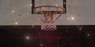 体育馆里篮球比赛的网络连接动画