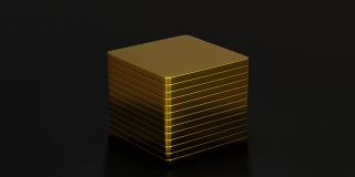 旋转满足金属锭环3d动画的黄金瓷砖