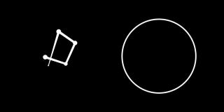 数字动画抽象的圆形旋转和连接点对黑色背景