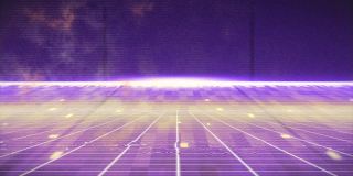 数字动画的网络星期一的文本霓虹灯横幅在紫色背景上的光的痕迹