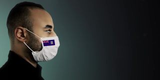 福克兰群岛旗帜徽章男性面具保护攻击病毒