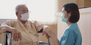 老年亚洲病人与辅助生活在养老院护理医院