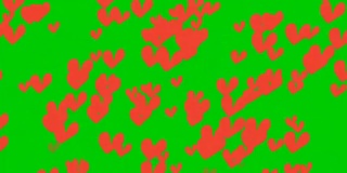 绿色屏幕上4k的爱心形状动画。浪漫的情人节概念