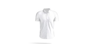 空白白色短袖钮扣衬衫模型，环旋转