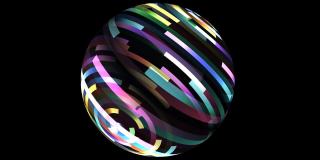 彩色的光线照射在旋转的球体上