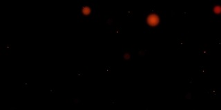 动画的橙色和红色的粒子和三角形火焰光轨迹移动在黑色的背景