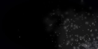 动画的白色和蓝色粒子与光的痕迹和烟雾移动在黑色背景