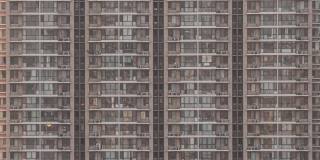 北京的许多公寓从夜晚到白天的时间流逝。