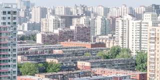 北京的公寓楼从傍晚到早晨的时间推移。