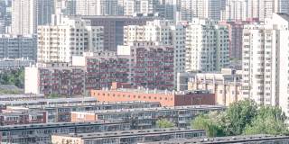 北京的公寓楼从傍晚到早晨的时间推移。