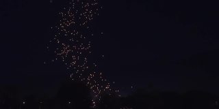 在泰国清迈的灯节里，一串串千盏漂浮的彩灯从远处看，美丽独特