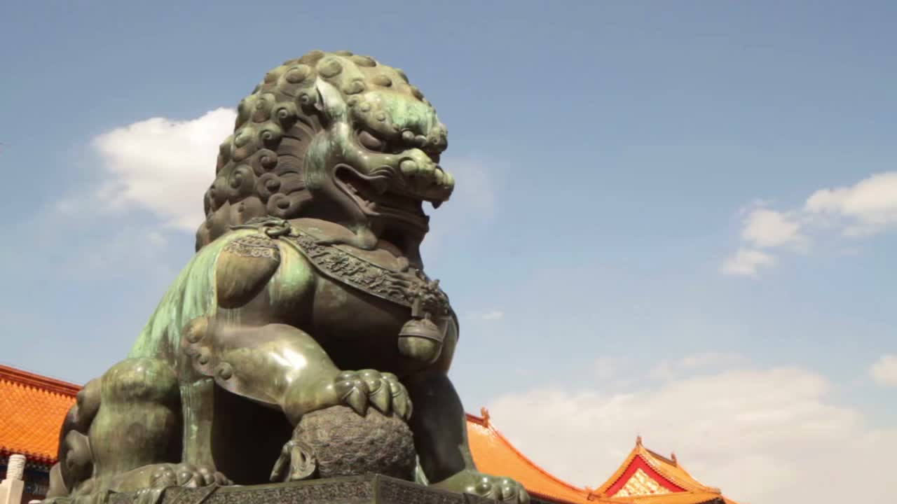 中国北京紫禁城的皇家狮子