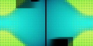 动画分割屏幕与灰色正方形和绿色像素改变大小的蓝色背景