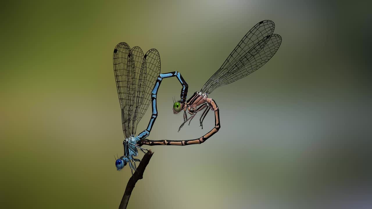 蜻蜓形成心形的交配