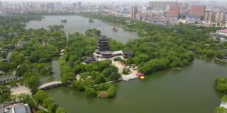航拍中国济南城市景观