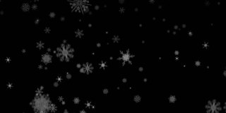 动画的白色雪花落在黑色的夜空背景