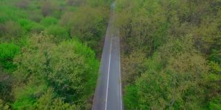 Red Vintage Car and Road Drone View 2