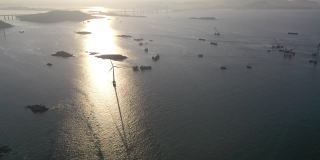 海上风力发电厂的鸟瞰图