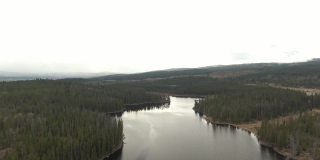加拿大风景中的湖泊鸟瞰图