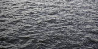 黑色的水和黑色的波浪在海洋或海面上。黑暗，阴沉的海与云波和水面上的波纹的背景。