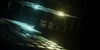 动画干净的未来外星科幻幻想飞机库隧道走廊- 3d渲染