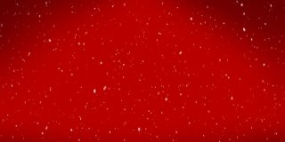 动画的雪落在圣诞树的树枝上红色的背景
