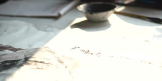 中国传统，书法家用毛笔写字