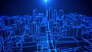 城市蓝色灯光背景视频素材模板下载