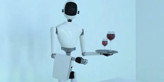 服务机器人端酒(3d渲染)