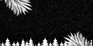 圣诞树的树枝上的雪落在多个树图标在黑色的背景
