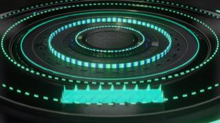 在带有动画均衡器和阿尔法通道的圆形机器上打开两个门的过渡视频视频素材模板下载