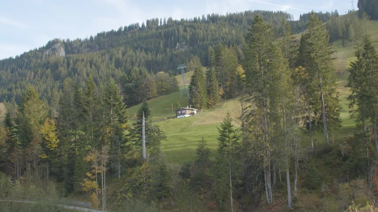 瑞士阿尔卑斯山的缆车。Wirzweli。Nidwalden。