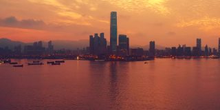 香港-维多利亚港日落，中国