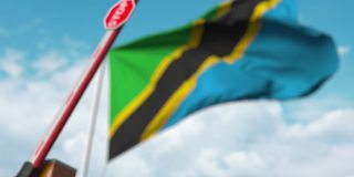以挂着坦桑尼亚国旗的停止标志结束