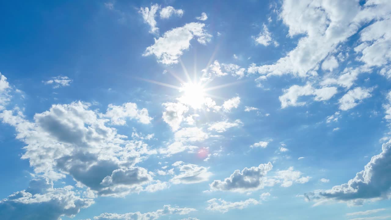 4K时间流逝，美丽的空气氛围明亮的蓝天天气自然背景抽象清晰的纹理与白云夏季阳光日。