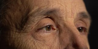 一个老人的眼睛。眼球上的毛细血管