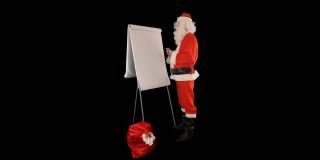 圣诞老人拿着装满礼物的袋子画了一张商业图表，卢马·马特附图