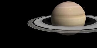 土星行星与旋转的小行星环的空间背景