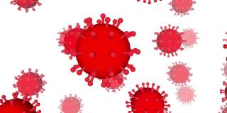 冠状病毒Covid-19感染病毒血液中2019-ncov肺炎。医学病毒现实模型。冠状病毒动画。微生物,细菌病原体。粒子。流感病毒细胞模型