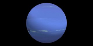 海王星旋转在黑色背景，海王星从空间，海王星行星气体行星海王星在空间背景3D渲染动画的特写。