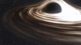 超大质量黑洞的动画。黑洞视界上物质的吸积盘。在事件视界上，空间、光和时间被强烈的引力所扭曲视频素材模板下载