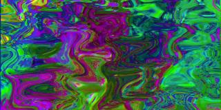 转换几何赛博朋克潮流全息背景与液体迷幻效果，彩虹色背景