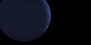 海王星在黑色背景上旋转。海王星，海王星行星-气体行星海王星在空间背景3D渲染动画，海王星的轨道动画