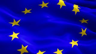 欧盟旗帜。国家3d欧元旗帜挥舞。标志欧盟无缝循环动画。欧洲旗帜高清分辨率背景。欧洲国旗特写1080p全高清视频展示视频素材模板下载